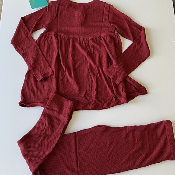 NWT Posh Peanut Girl Bordeaux Waffle Thermal Top And Leggings Set 12 Years - Picture 6 of 11
